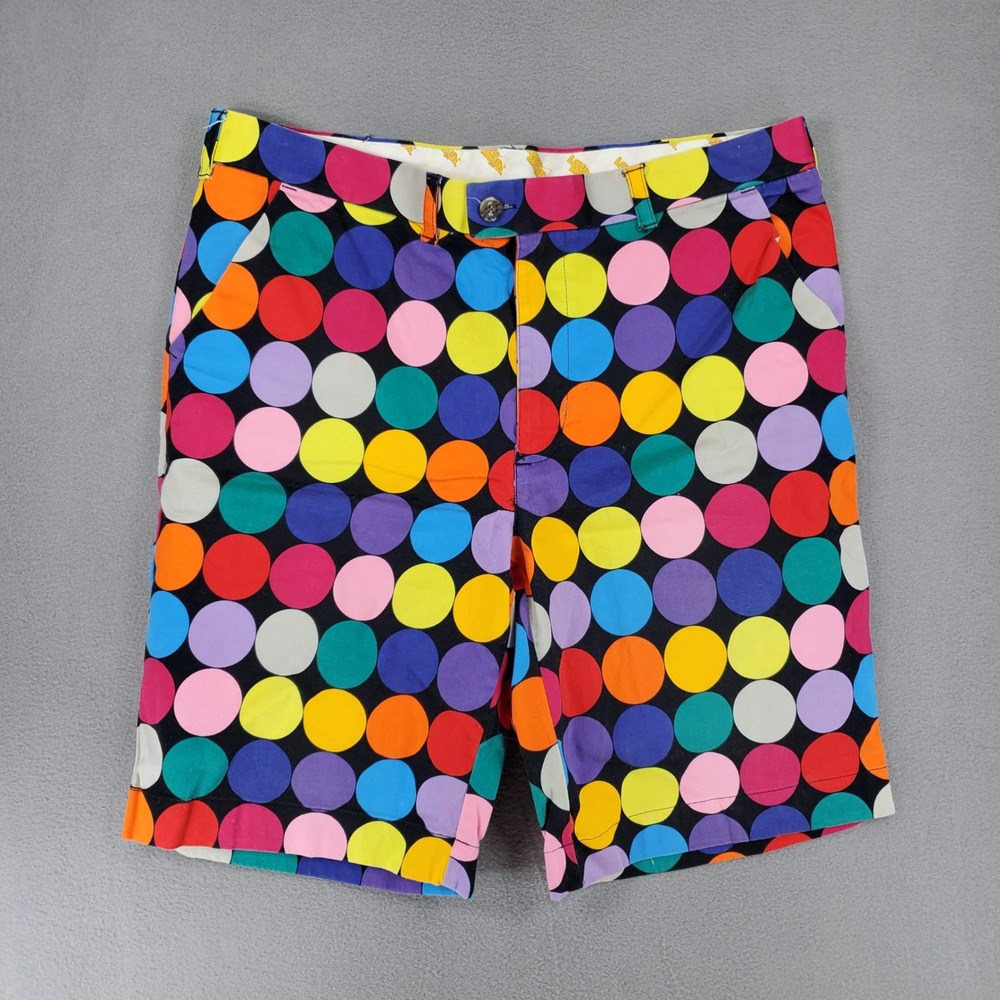 Loudmouth Golf Shorts Men 38W Multicolor Polka Dot‎ Large Dots Stretch Fun Bold